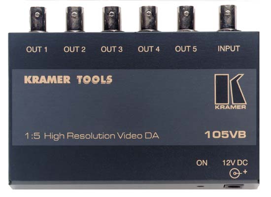 KRAMER - Distributeur vidéo 1:5, 280 MHz, connecteurs BNC 12V - Format : Tool - (option rack : RK-3/6/9T)